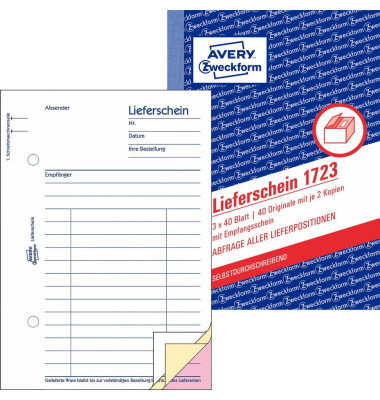 Lieferschein 1723 A6 selbstdurchschreibend 3x40 Blatt