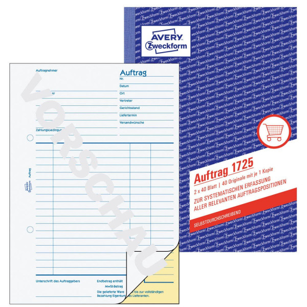 4004182017258 - Auftragsbuch 1725 A5 selbstdurchschreibend 4004182017258 AVERY Zweckform