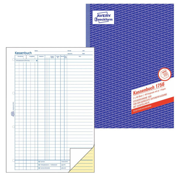 4004182017562 - Kassenbericht 1756 für EDV A4 selbstdurchschreibend 2x40 Blatt 4004182017562 AVERY Zweckform