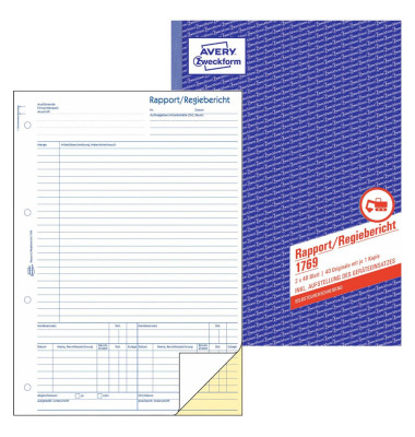 Rapportbuch 1769 inkl. Aufstellung des Geräteeinsatzes, A4, 2x 40 Blatt