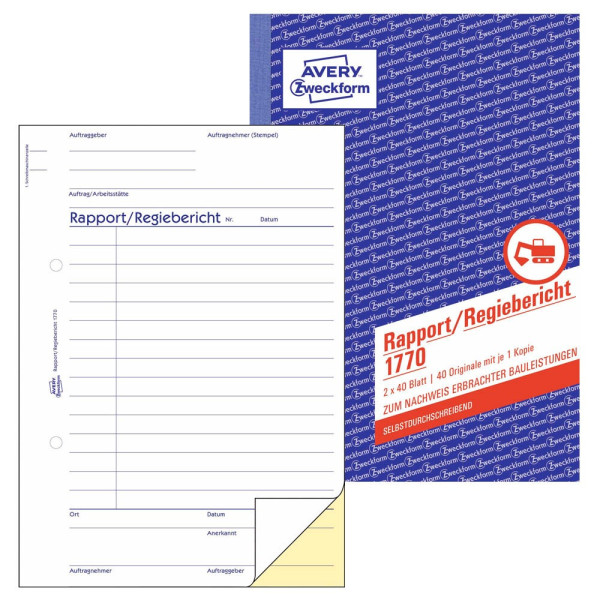 4004182017708 - Rapportbuch 1770 zum Nachweis erbrachter Bauleistungen A5 2x 40 Blatt 4004182017708 AVERY Zweckform
