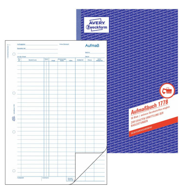 Aufmaßbuch 1778 zur exakten Ermittlung der Beileistung, A4, 1x 50 Blatt
