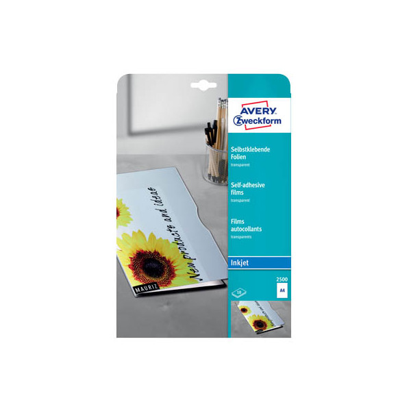 4004182025000 - Inkjetfolie 2500 A4 für Inkjetdrucker 017mm selbstklebend transparent 4004182025000 Zweckform 2500 10 Stück
