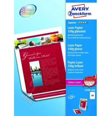 2598 Superior Colour A4 150g Laserpapier weiß satiniert 200 Blatt
