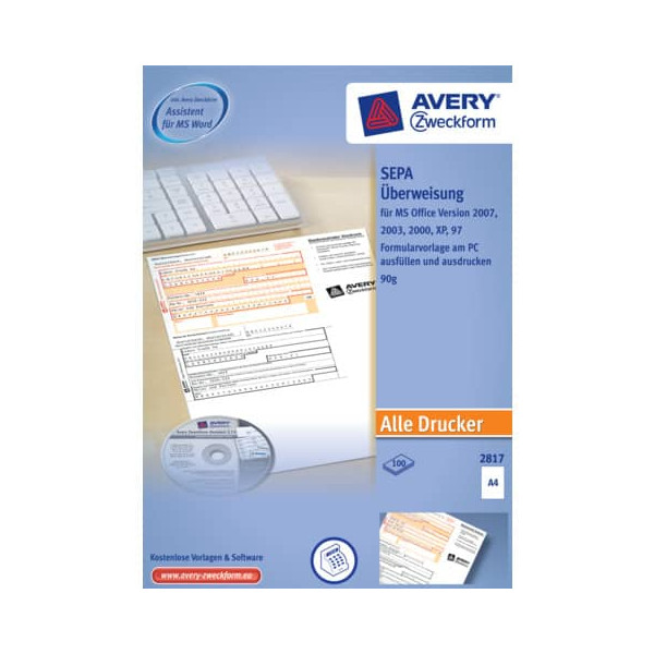 4004182028179 - EU Standard Überweisung 2817 A4 quer mit Software 4004182028179 Zweckform 2817 100 Blatt