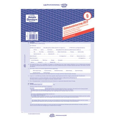 Formular Einheitsmietvertrag A4 2fach selbstdurchschreibend