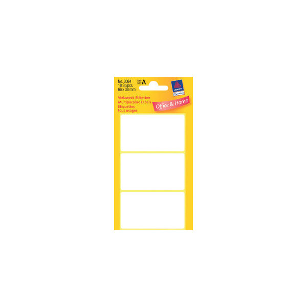 10 Stück AVERY Zweckform Etiketten 3084, weiß, 66x38mm, rechteckig 4004182030844 AVERY Zweckform 18 Stück