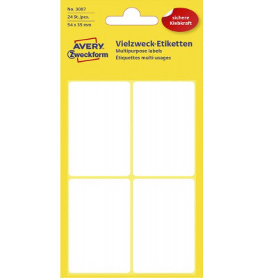 Etiketten 3087 54 x 35 mm weiß 24 Stück Etiketten 3087 54 x 35 mm weiß 24 Stück