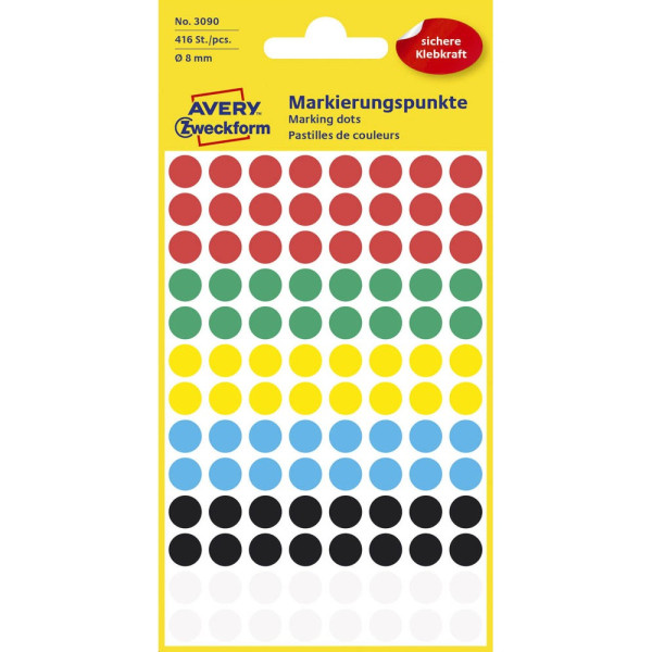 4004182030905 - Markierungspunkte 3090 farbig sortiert Ø 8mm 4004182030905 Zweckform 416 Stück