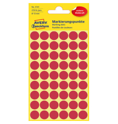 Markierungspunkte 3141 rot Ø 12mm 270 Stück Markierungspunkte 3141 rot Ø 12mm 270 Stück