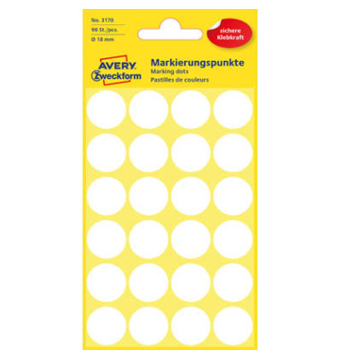 Markierungspunkte 3170 weiß Ø 18mm 96 Stück Markierungspunkte 3170 weiß Ø 18mm 96 Stück