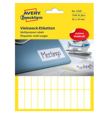 AVERY Zweckform Etiketten 3320 32 x 10 mm weiß - Bürobedarf Thüringen