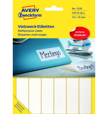 Etiketten 3328, weiß 76x19mm, rechteckig, 