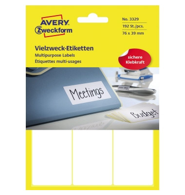 Etiketten Vielzweck 3329, weiß 76x39mm, rechteckig, 