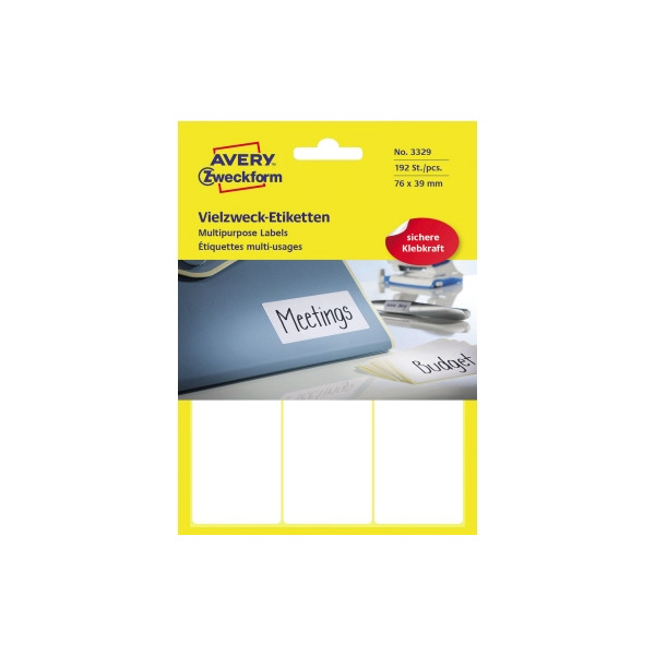 4004182033296 - AVERY Zweckform 3329 Universaletiketten Weiß 76 x 39 mm 32 Blatt à 6 Etiketten