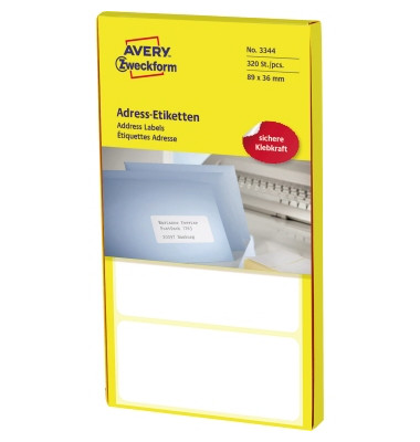 3344 Adress Etiketten 89 x 36 mm weiß