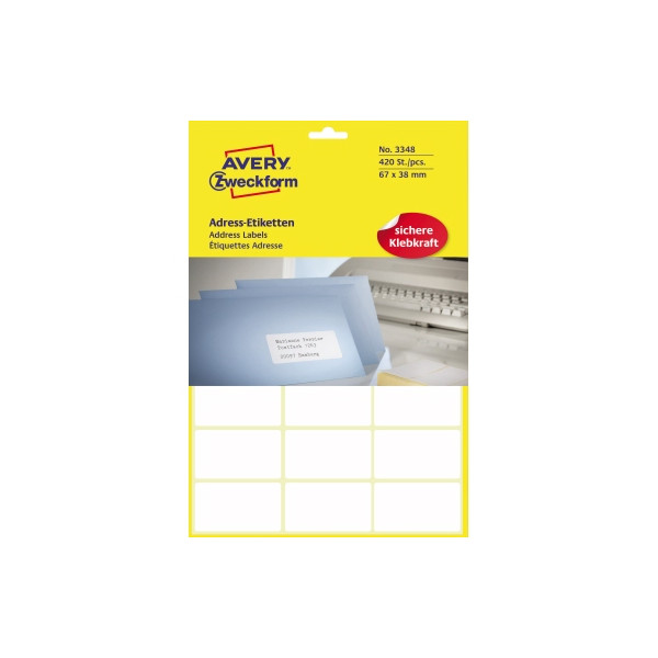4004182033487 - AVERY Zweckform 3348 Universaletiketten Weiß 67 x 38 mm 20 Blatt à 21 Etiketten
