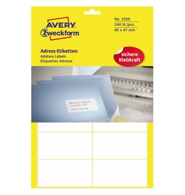 3350 Adress Etiketten 95 x 47 mm weiß 240 Stück 3350 Adress Etiketten 95 x 47 mm weiß 240 Stück