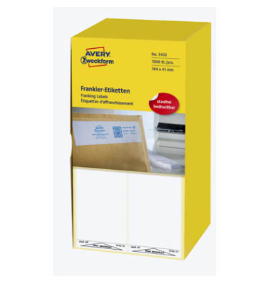 3432 Frankieretiketten 168 x 44 mm weiß 1000 Stück 3432 Frankieretiketten 168 x 44 mm weiß 1000 Stück