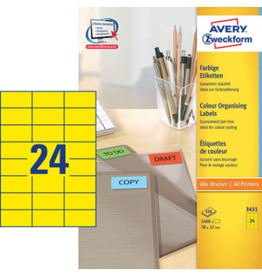 Etiketten GELB 3451 70 x 37 mm 2400 Stück Etiketten GELB 3451 70 x 37 mm 2400 Stück