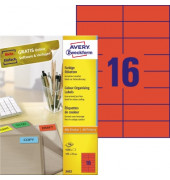 Etiketten 3452, rot, 105x37mm, rechteckig