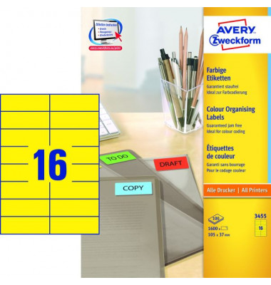 Etiketten GELB 3455 105 x 37 mm