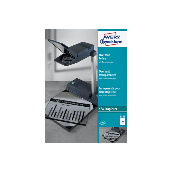 4004182035559 - Kopierfolie 3555 A4 für S W-Kopierer 01mm Overhead-Folie transparent klar 4004182035559 Zweckform 100 Stück