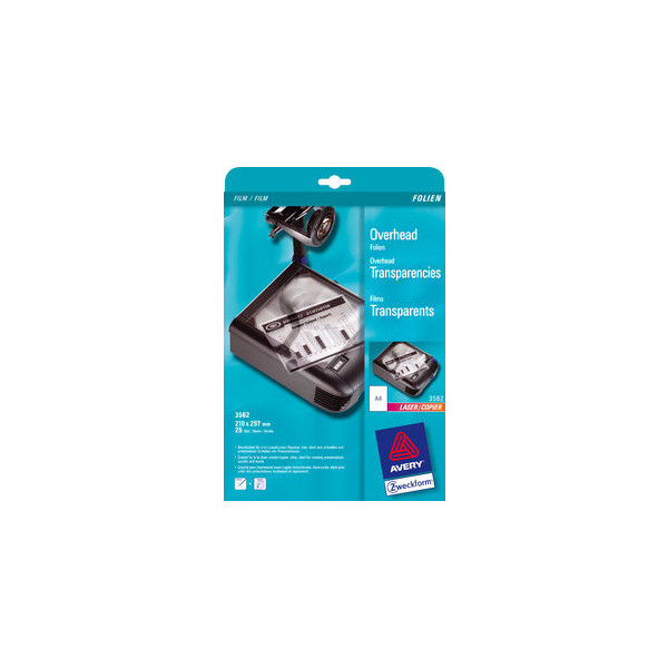 4004182035627 - Kopierfolie 3562 A4 für S W-Laserdrucker Farb-Laserdrucker S W-Kopierer Farb-Kopierer 01mm Overhead-Folie transparent  25 Stü