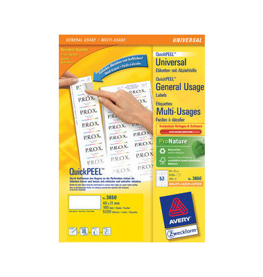 Etiketten ultragrip 3650, weiß 48x21mm, rechteckig, 