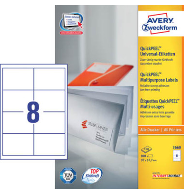 Etiketten 3660 97 x 67,7 mm weiß 800 Stück QuickPeel STAMPIT Etiketten 3660 97 x 67,7 mm weiß 800 Stück QuickPeel STAMPIT