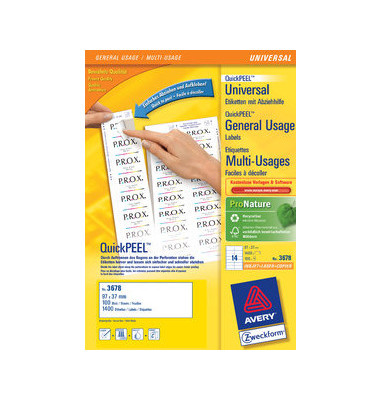 Etiketten 3678 97 x 37 mm weiß Quick Peel