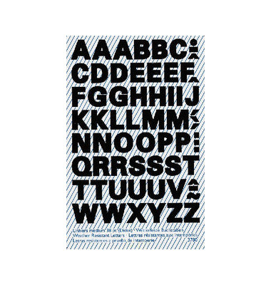 3780 Buchstabenetiketten A - Z 9,5mm x 38pt schwarz wetterfest