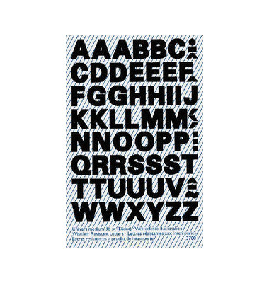 3780 Buchstabenetiketten A - Z 9,5mm x 38pt schwarz wetterfest