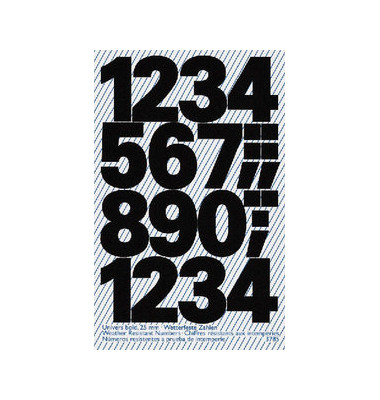 3785 Buchstabenetiketten 25mm x 100pt 1-9 schwarz wetterfest