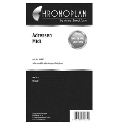 Ersatzeinlagen 50332, Chronoplan, 9,6x17,2cm (BxH) (Midi)
