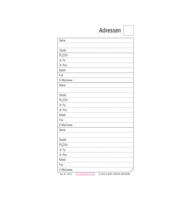 Ersatzeinlage Adressen-Blätter Mini 16 Blatt Ersatzeinlage Adressen-Blätter Mini 16 Blatt