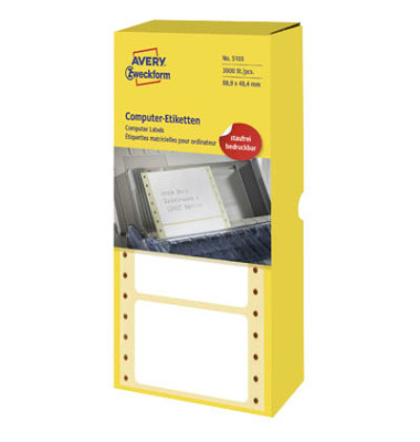 Computeretiketten 5103 88,9 x 48,4 mm weiß 1 bahnig 3000 Stück Computeretiketten 5103 88,9 x 48,4 mm weiß 1 bahnig 3000 Stück
