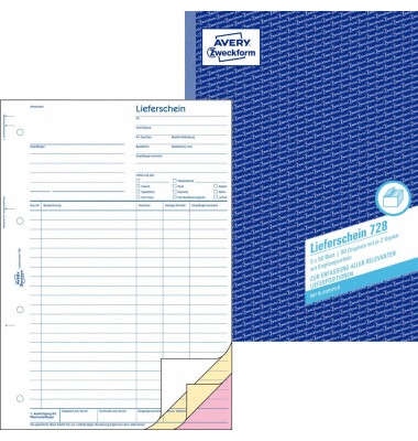 Lieferschein/Empfangsschein 728 A4 3x50 Blatt