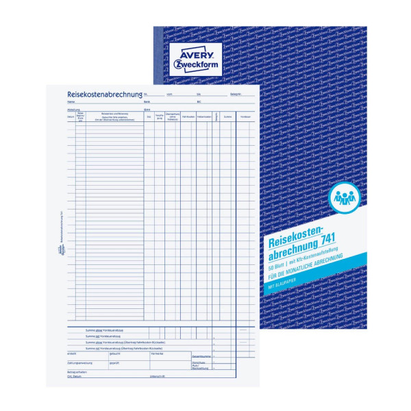4004182007419 - AVERY Zweckform Personalformulare Reisekostenabrechnung monatlich Reisekostenabr A4h KP 741 DIN A4 1x 50 Seiten