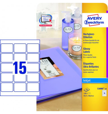 Etiketten Inkjet glossy weiss 63,5 x 46,6mm C608010