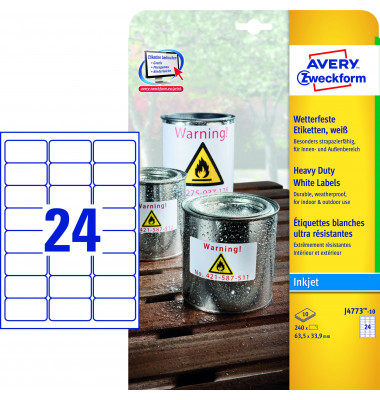 Etiketten J4773-10, weiß 63,5x33,9mm, rechteckig, 