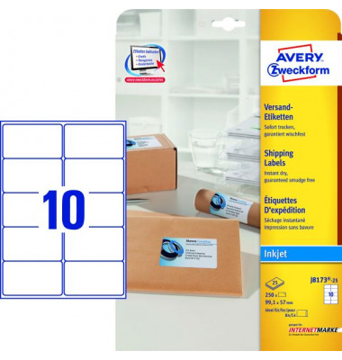 J8173-25 99,1 x 57 mm Adressetiketten weiß