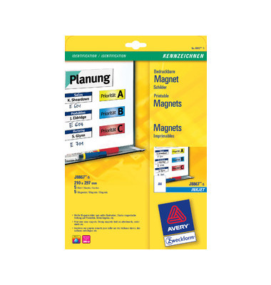 Magnetschild f.Inkjet Drucker weiß A4 210x297mm 5 St Magnetschild f.Inkjet Drucker weiß A4 210x297mm 5 St