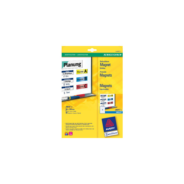 4004182234389 - Avery Magnetschilder J8875-5 zum Beschriften wiederverwendbar Metall matt weiß 78 50 x 140 mm 40 Stk