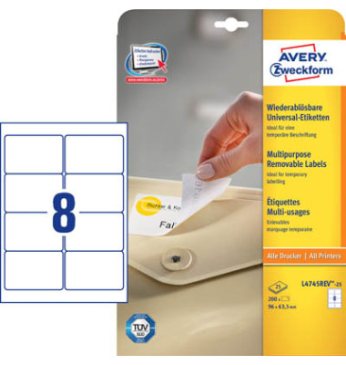 Etiketten L4745REV-25, weiß 96x63,5mm, rechteckig, 
