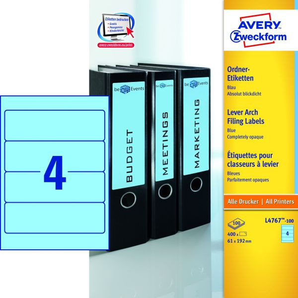 4004182036921 - Rückenschilder ultragrip L4767-100 blau breit kurz 61x192mm selbstklebend permanent  4004182036921 400 Stück