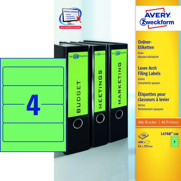 4004182036938 - Rückenschilder ultragrip L4768-100 grün breit kurz 61x192mm selbstklebend permanent  4004182036938 400 Stück