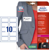 Namensschild Etikett Acetatseide wei&szlig; 80 x 50mm