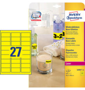 Etiketten L6004-25, neongelb, 63,5x29,6mm, rechteckig