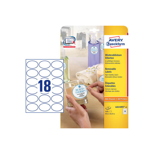 4004182060247 - Etiketten Kennzeichnungsetiketten L6024REV-25 weiß 635x423mm oval  4004182060247 450 Stück